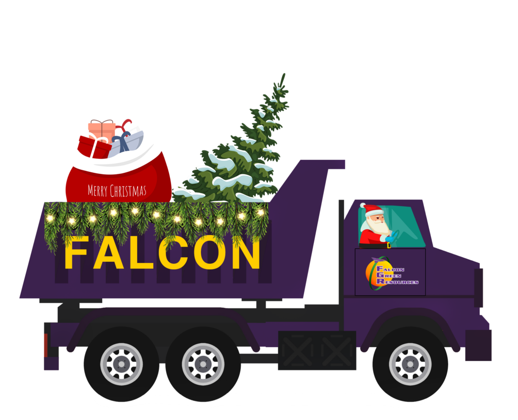 Falcon Truck ciemnofioletowy z choinką i torbą Mikołaja