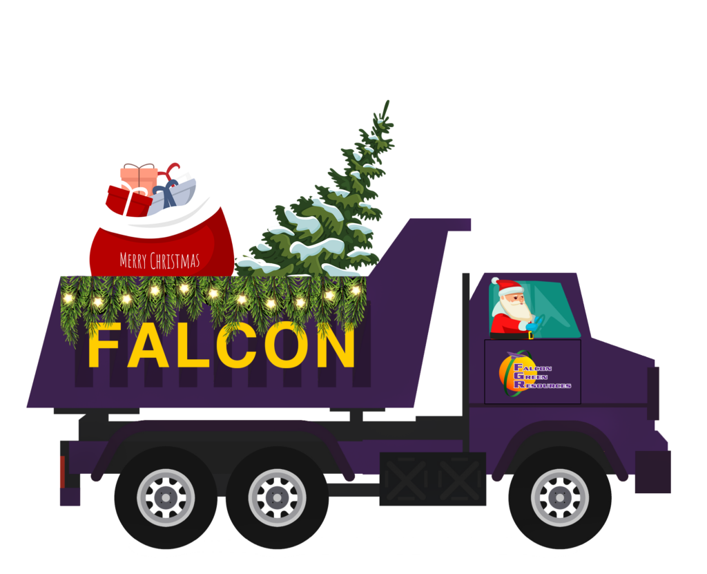 Falcon Truck Morado oscuro con árbol y bolsa de Papá Noel